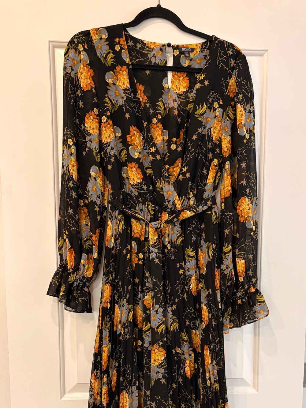 Buffalo David Bitton Black Maxi Dress with Yellow Floral Print